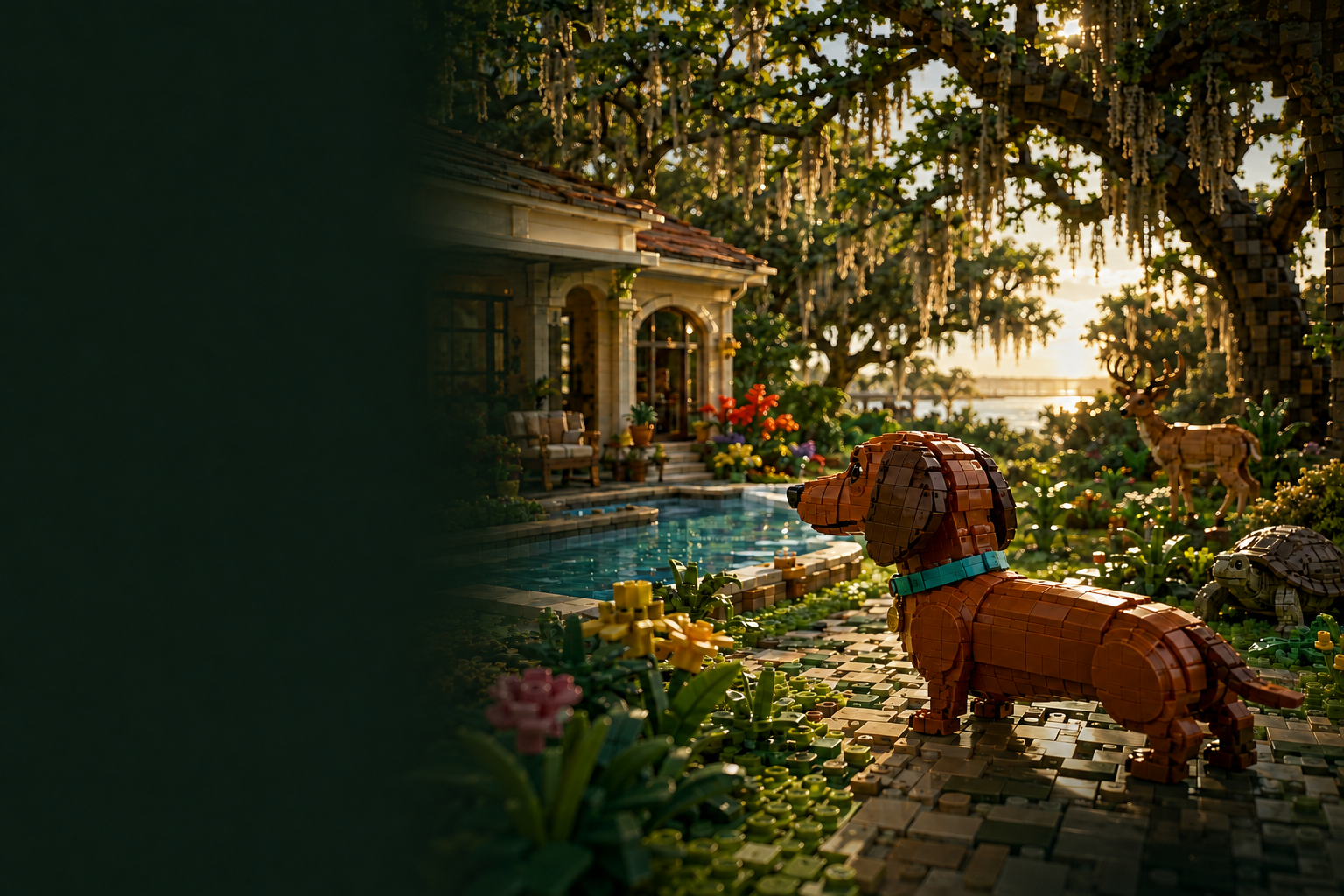 Ruben’s toy-like adventure world beside a Florida backyard pool.